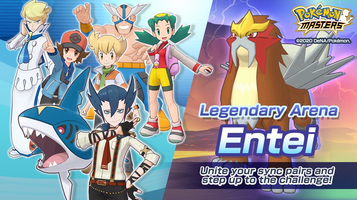 Entei, Aza con Traje S y Emblemas en Pokémon Masters