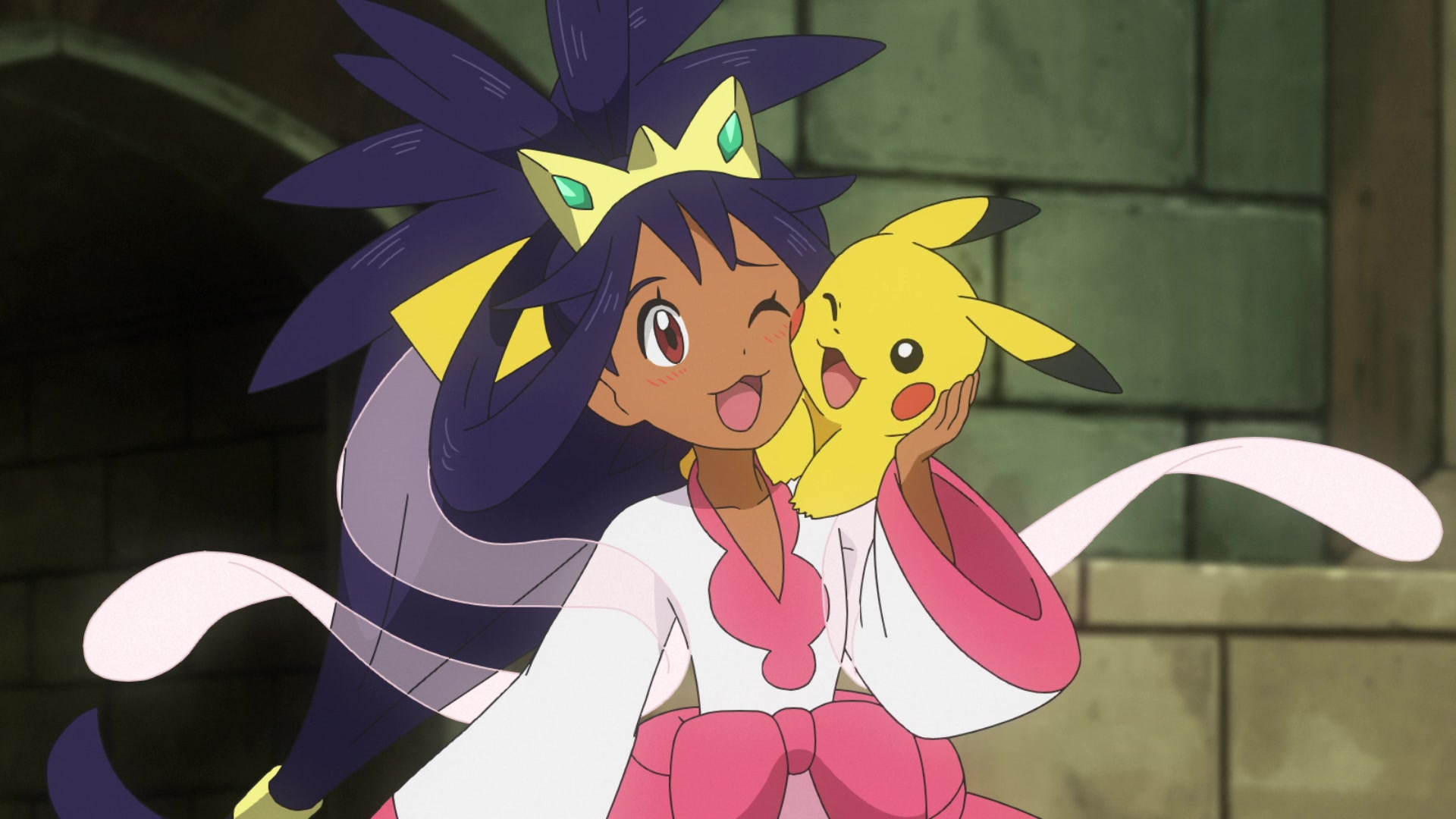 TV Pokémon: Las fiestas en casa (Navidad) Campeona Iris y Pikachu