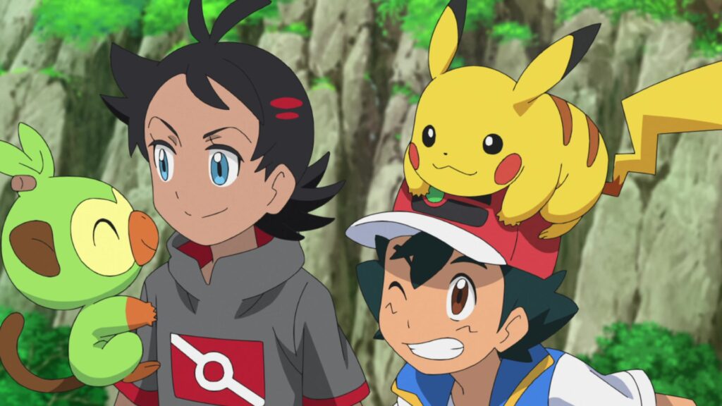 Ash, Pikachu, Goh y Grookey