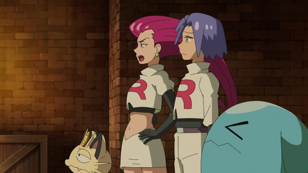 Episodio 74 Viajes Pokémon Jessie, James, Meowth y Wobbuffet