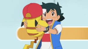 Episodio 77 Viajes Pokémon Ash y Pikachu celebran la victoria