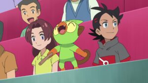 Episodio 77 Viajes Pokémon Goh y Grookey en el público