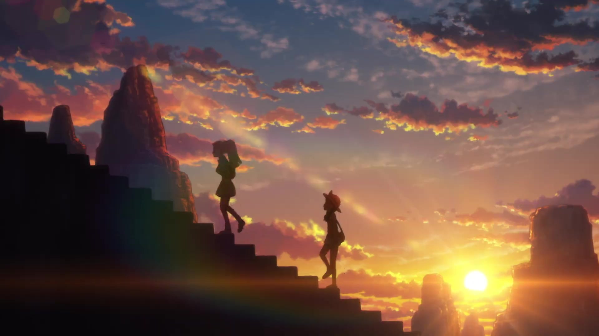 Evoluciones Pokémon: El eclipse (Alola) Lylia y Selene en el Altar de la Luna de Isla Poni