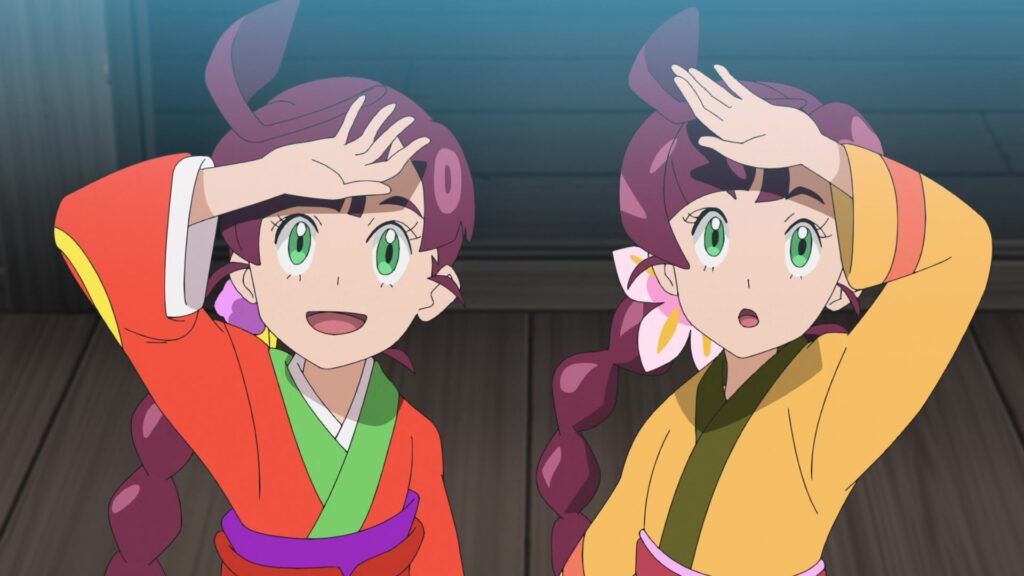 Episodio 79 Viajes Pokémon Haruhi y Chloe contemplan el eclipse