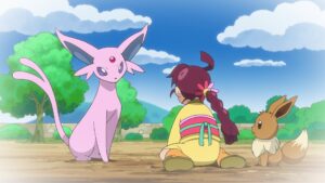 Episodio 79 Viajes Pokémon Eevee de Haruhi evoluciona a Espeon