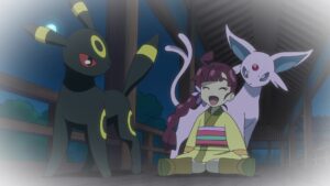 Episodio 79 Viajes Pokémon Eevee de Haruhi evoluciona a Umbreon