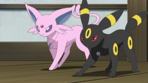 Episodio 79 Viajes Pokémon el Deseo de Espeon cura a Umbreon