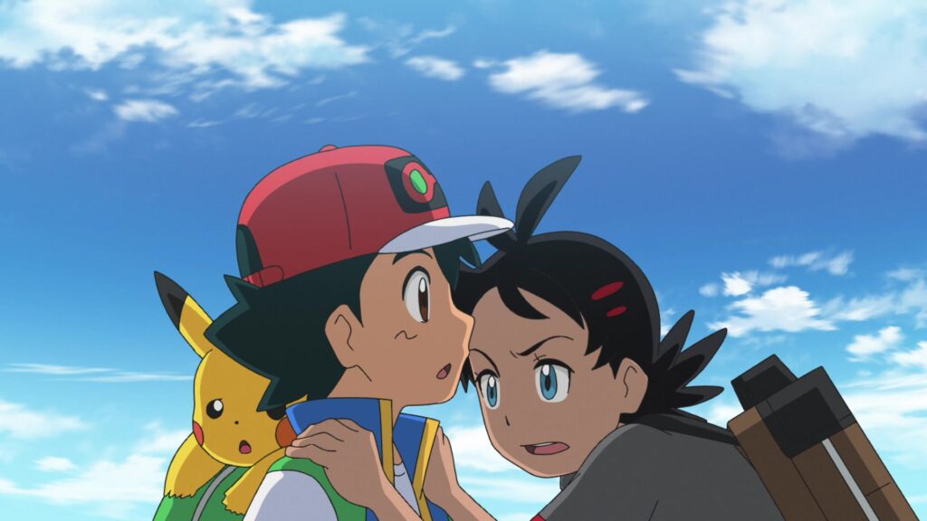 Episodio 80 Viajes Pokémon Goh se asusta y abraza a Ash