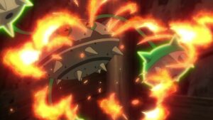 Episodio 80 Viajes Pokémon Ferrothorn es golpeado por el Balón Ígneo de Cinderace