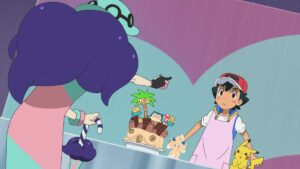 Episodio 82 Viajes Pokémon Sally reta a Ash a un combate Pokémon