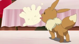 Episodio 82 Viajes Pokémon Eevee lame a Milcery