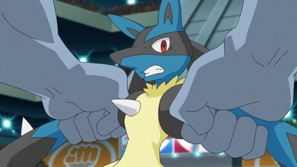 Episodio 85 Viajes Pokémon Machamp inmoviliza a Lucario