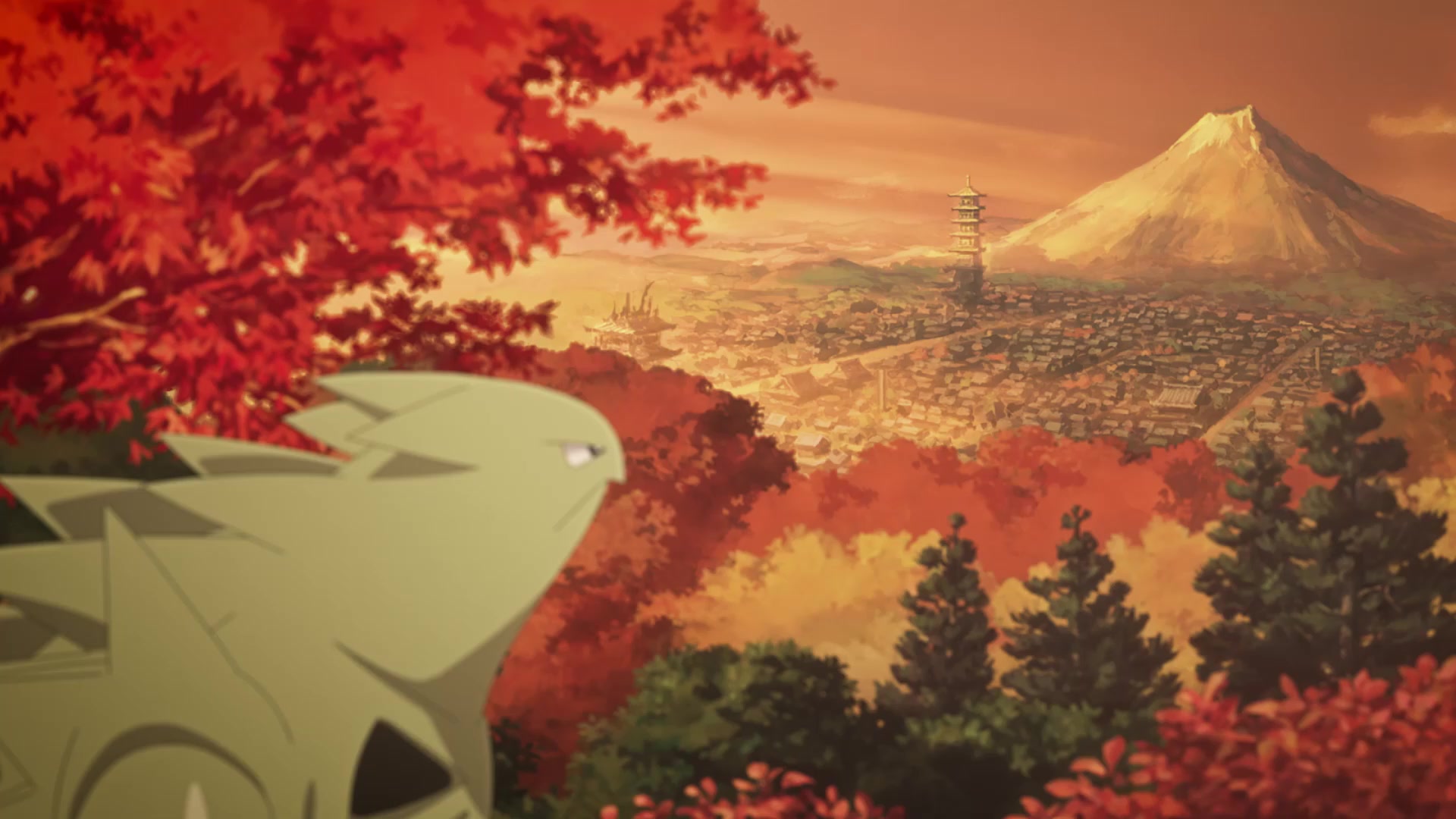 Evoluciones Pokémon EP7: El espectáculo (Johto) Tyranitar mirando Ciudad Iris