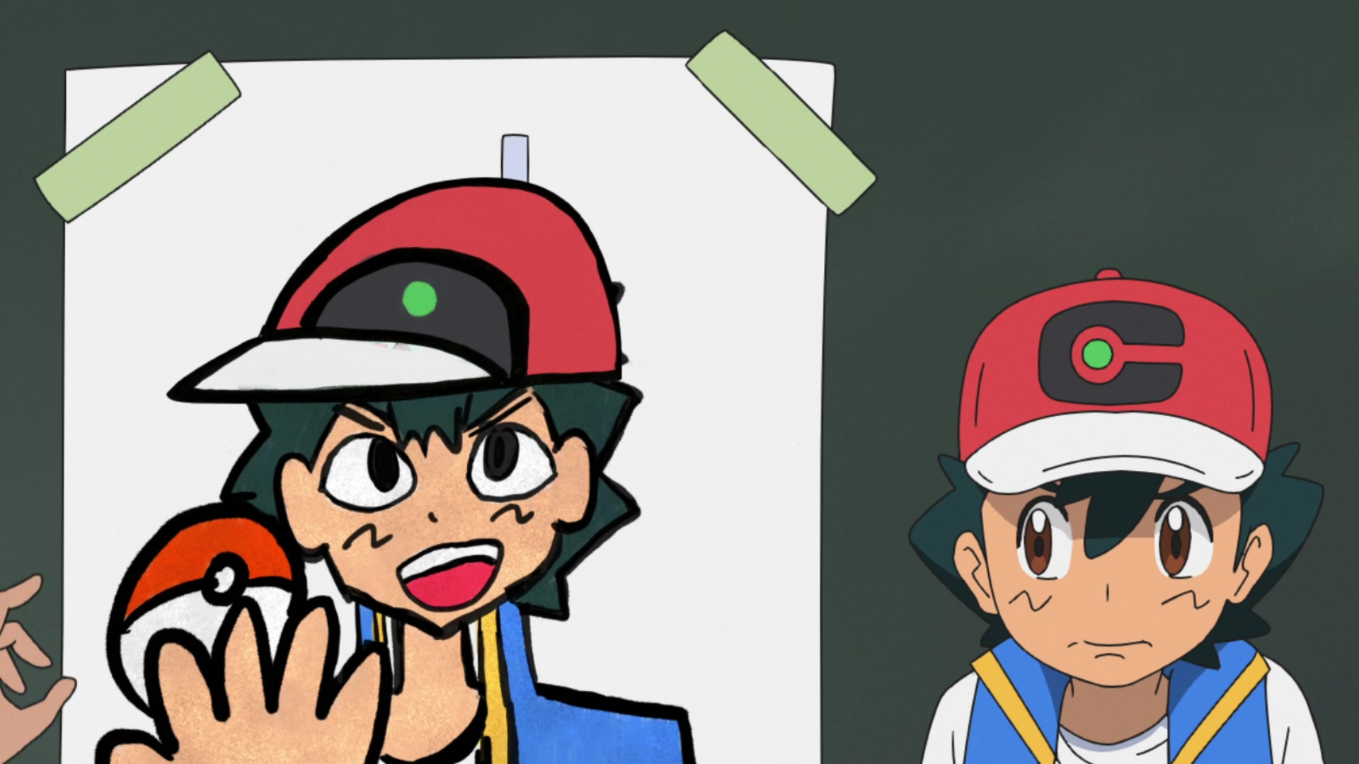 Episodio 87 Viajes Pokémon Goh realizar una exposición sobre su amigo Ash en la Escuela Pokémon