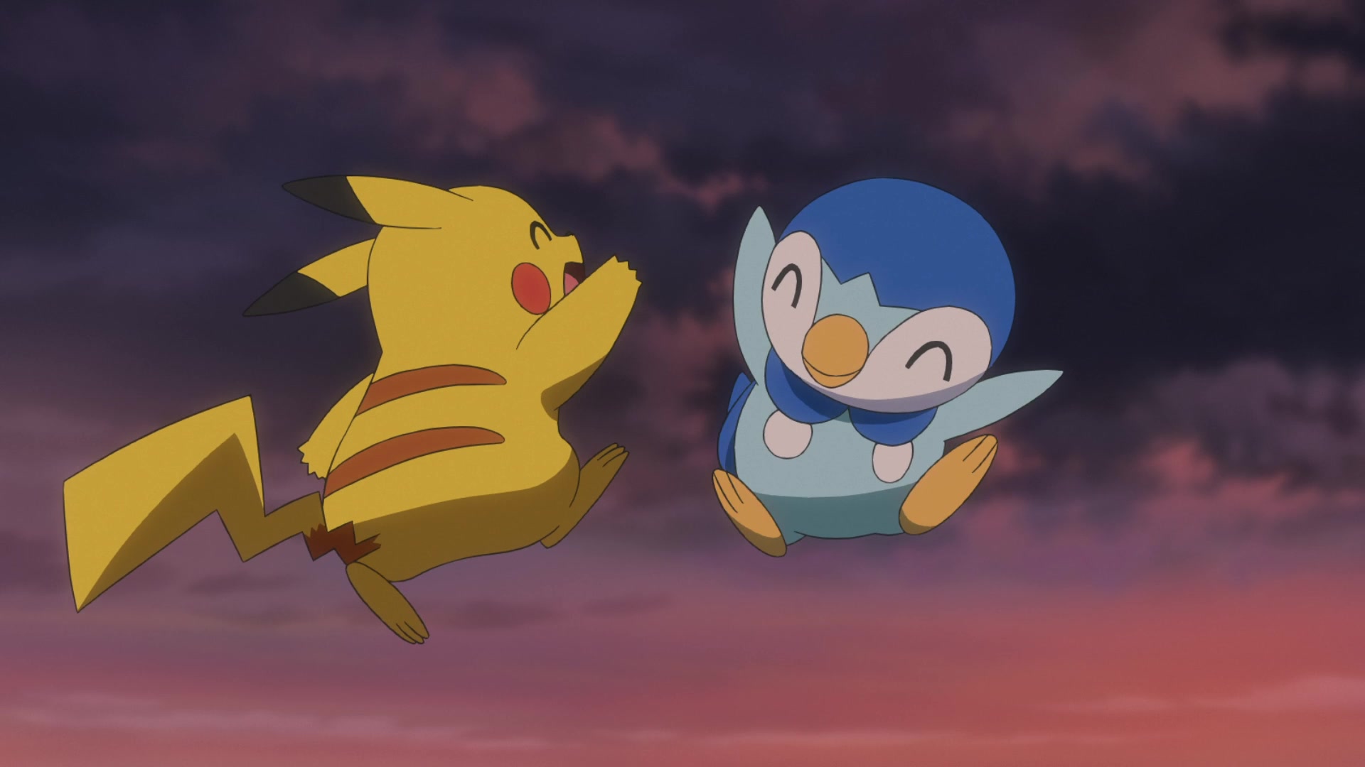 Episodio 4 Dios Arceus Pikachu de Ash y Piplup de Maya chocan los cinco