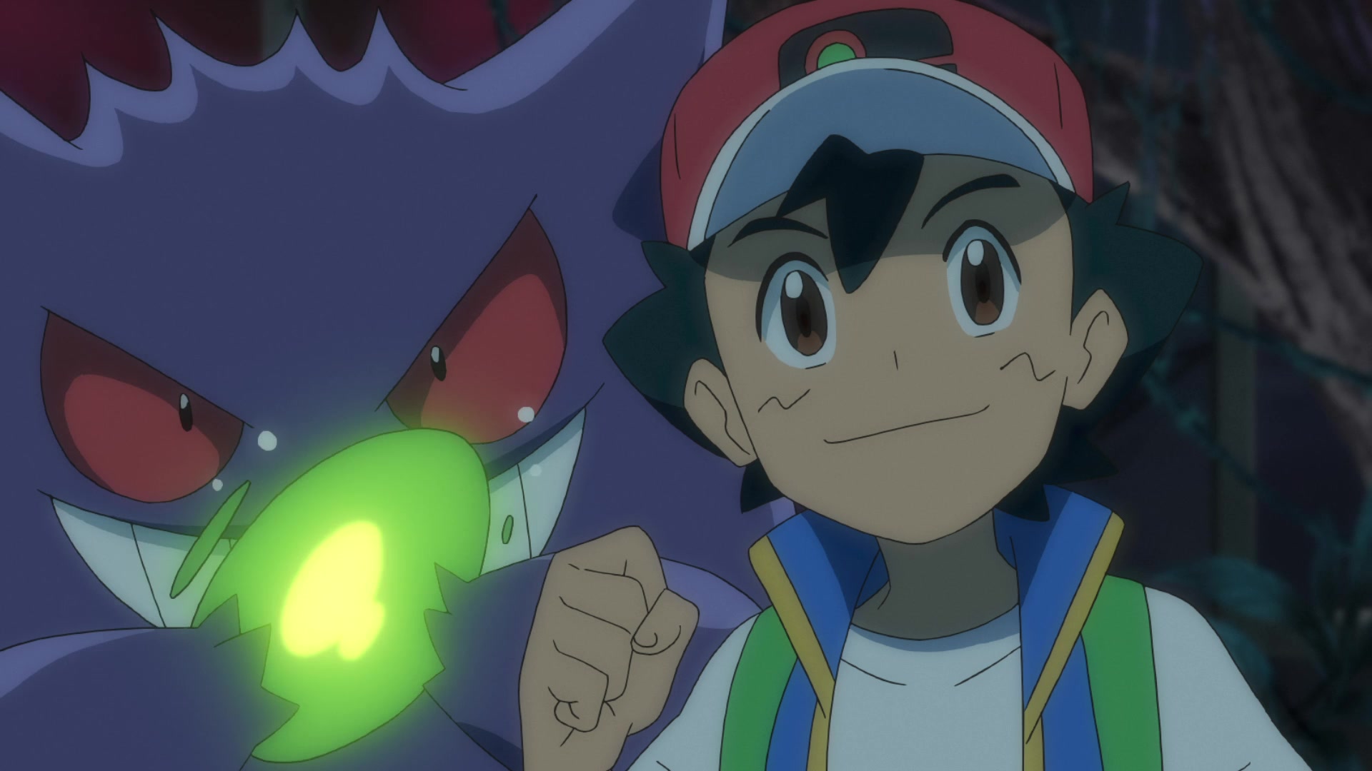 Episodio 91 Viajes Pokémon Gengar de Ash atrapa al espíritu de Spiritomb