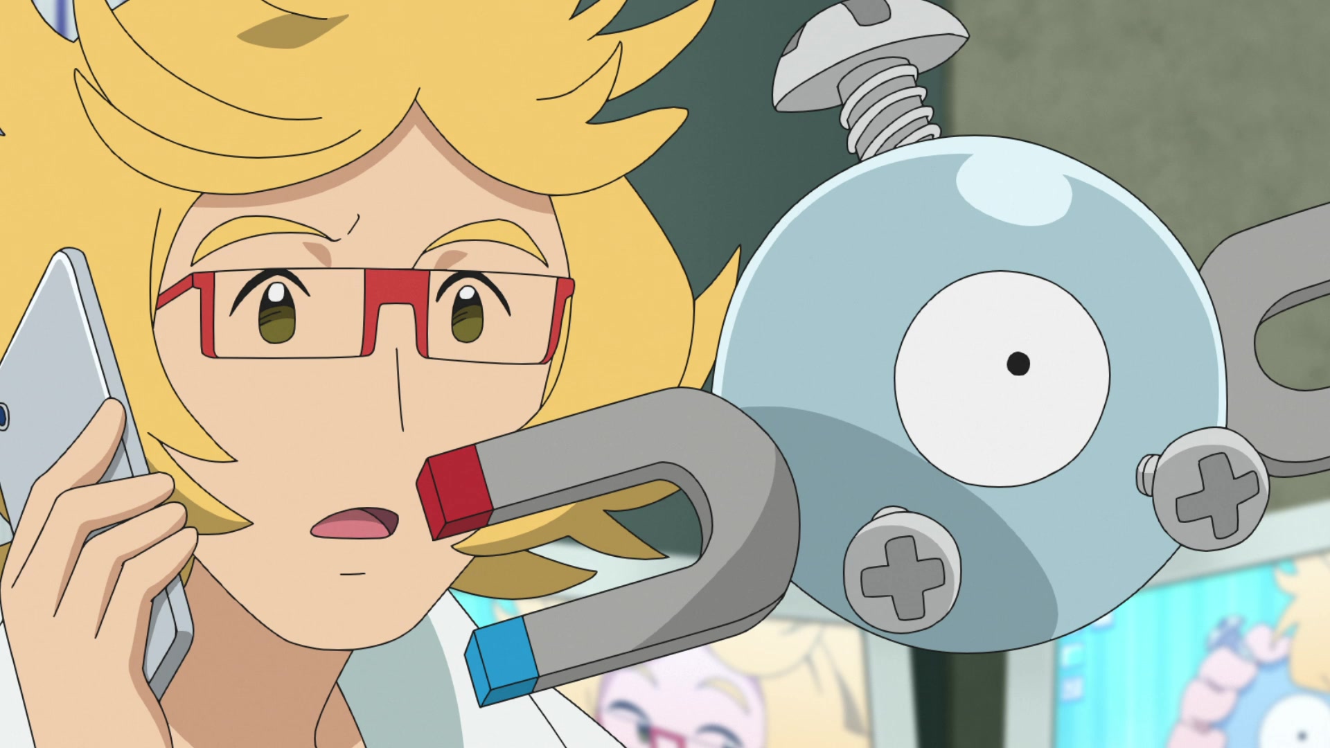Episodio 93 Viajes Pokémon Ren recibe una llamada de Chrysa avisándole sobre el descontrol de los Magnemite