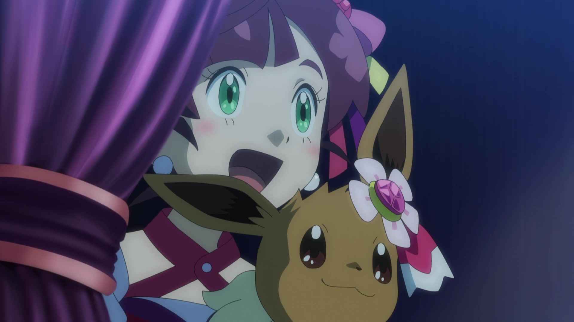 Pokémon Viajes Chloe y Eevee participan en el Concurso Pokémon de Ciudad Calagua