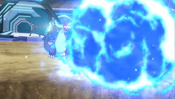 TV Pokémon: Combates de la misma especie Mega-Charizard X de Alain en la Liga de Kalos contra Trovato