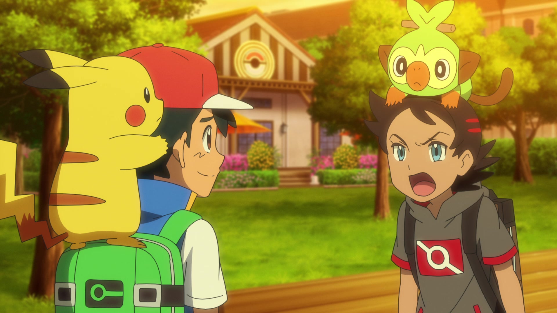 Episodio 100 Viajes Pokémon Goh echa la bronca a Ash por llegar tan tarde