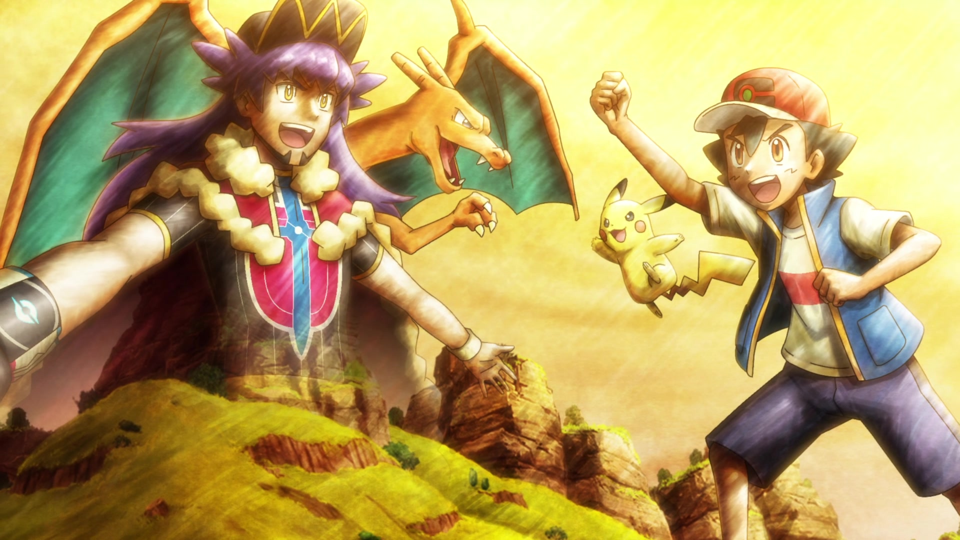 Episodio 100 Viajes Pokémon el combate entre Lionel y Charizard y Ash y Pikachu será increíble
