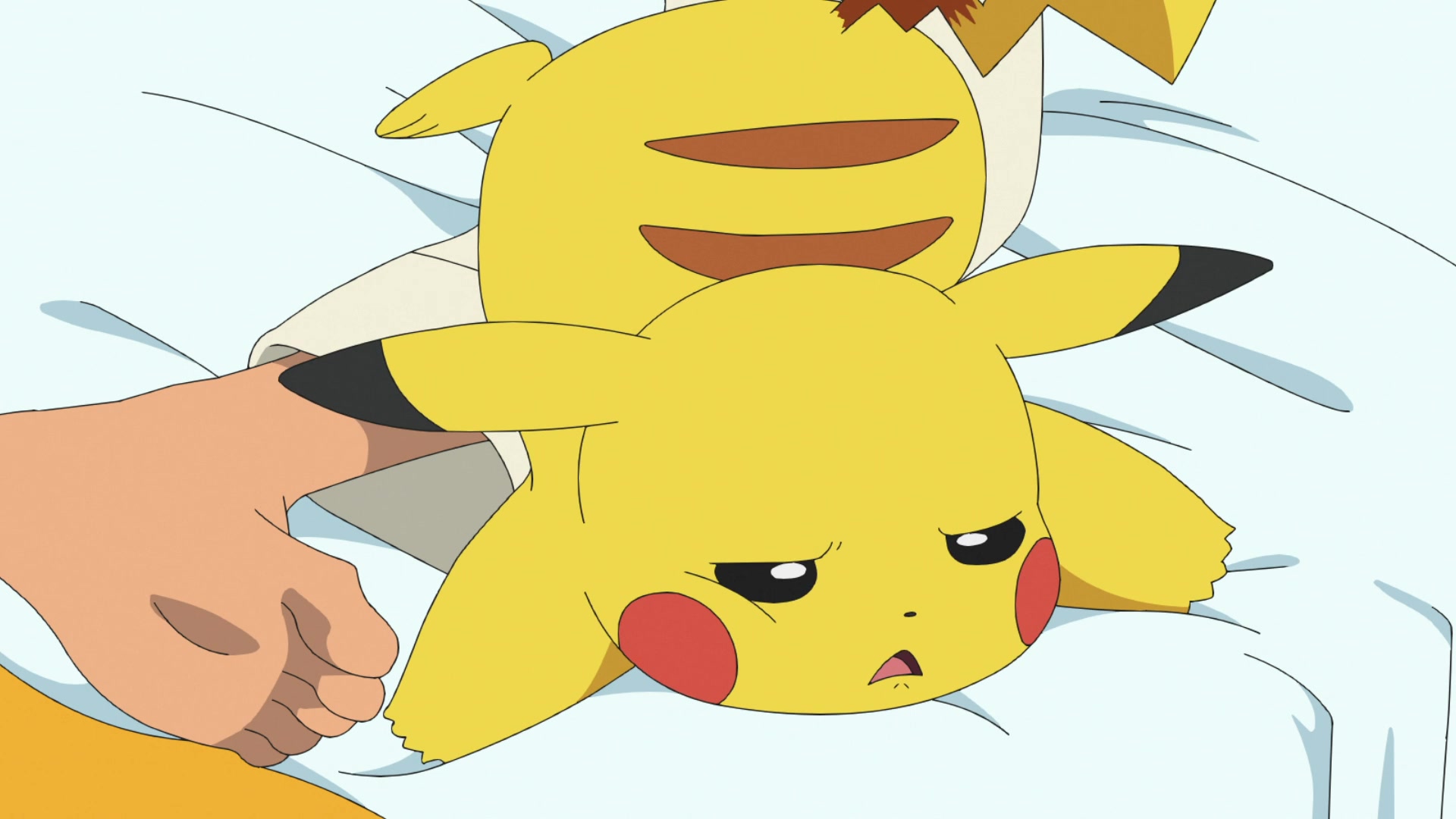 Episodio 100 Viajes Pokémon Pikachu de Ash se despierta