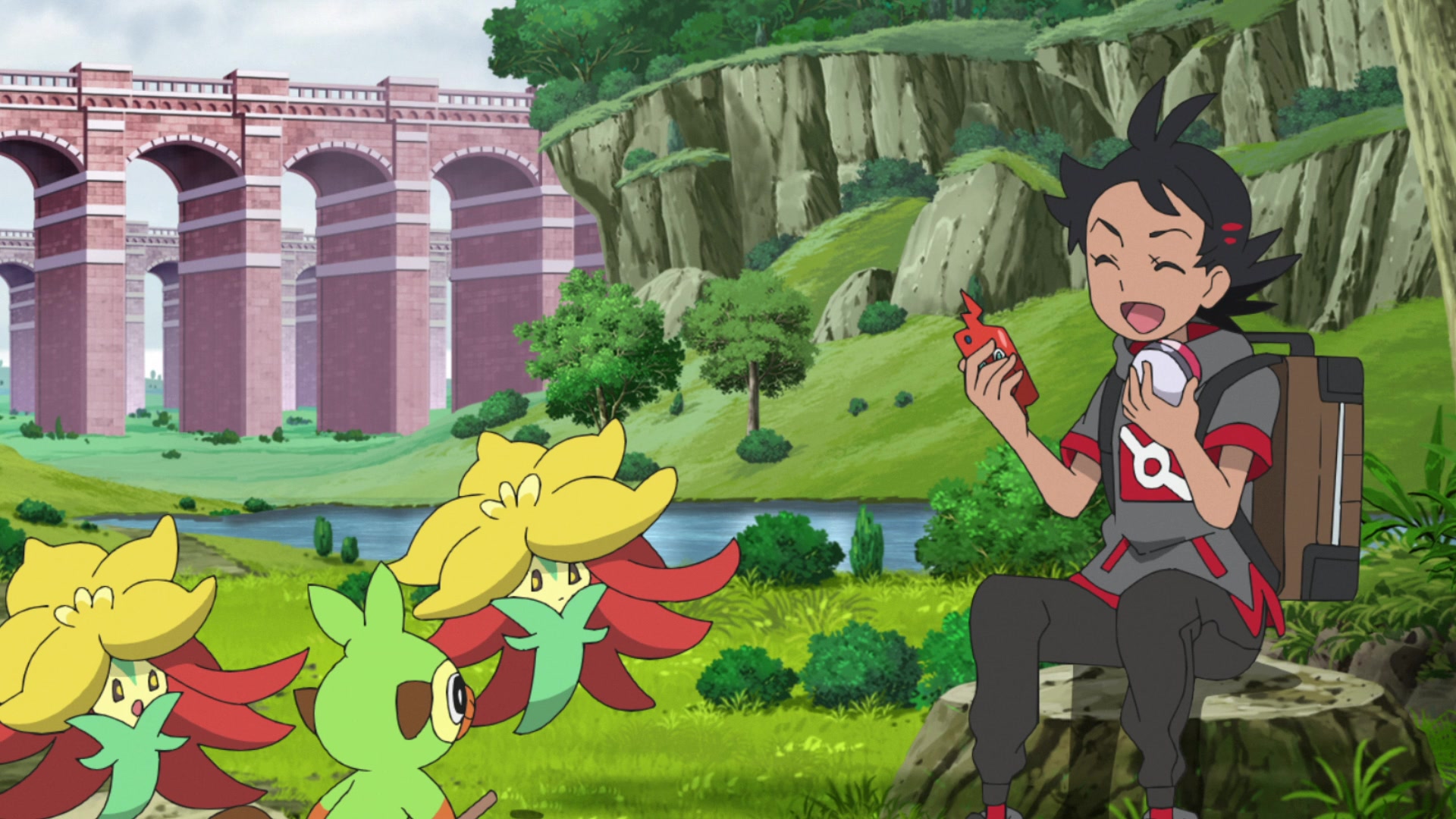Episodio 100 Viajes Pokémon Goh atrapa a Gossifleur