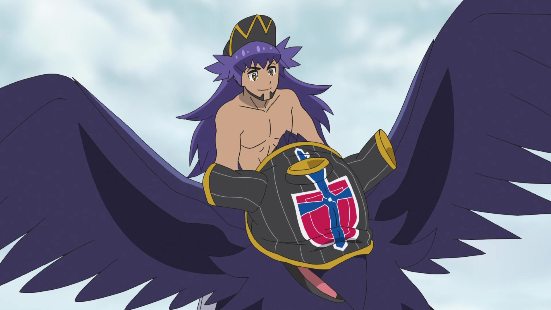 Episodio 100 Viajes Pokémon Lionel se quita la camisa para tapar la visión de Corviknight