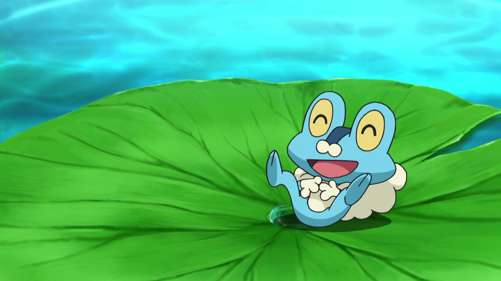 Episodio 103 Viajes Pokémon Froakie riéndose de Goh y Grookey con espuma en la cara