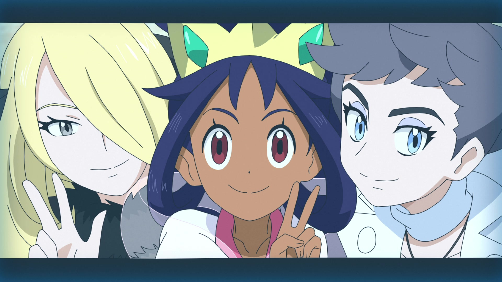 Episodio 115 Viajes Pokémon Selfie de Cintia, Iris y Dianta