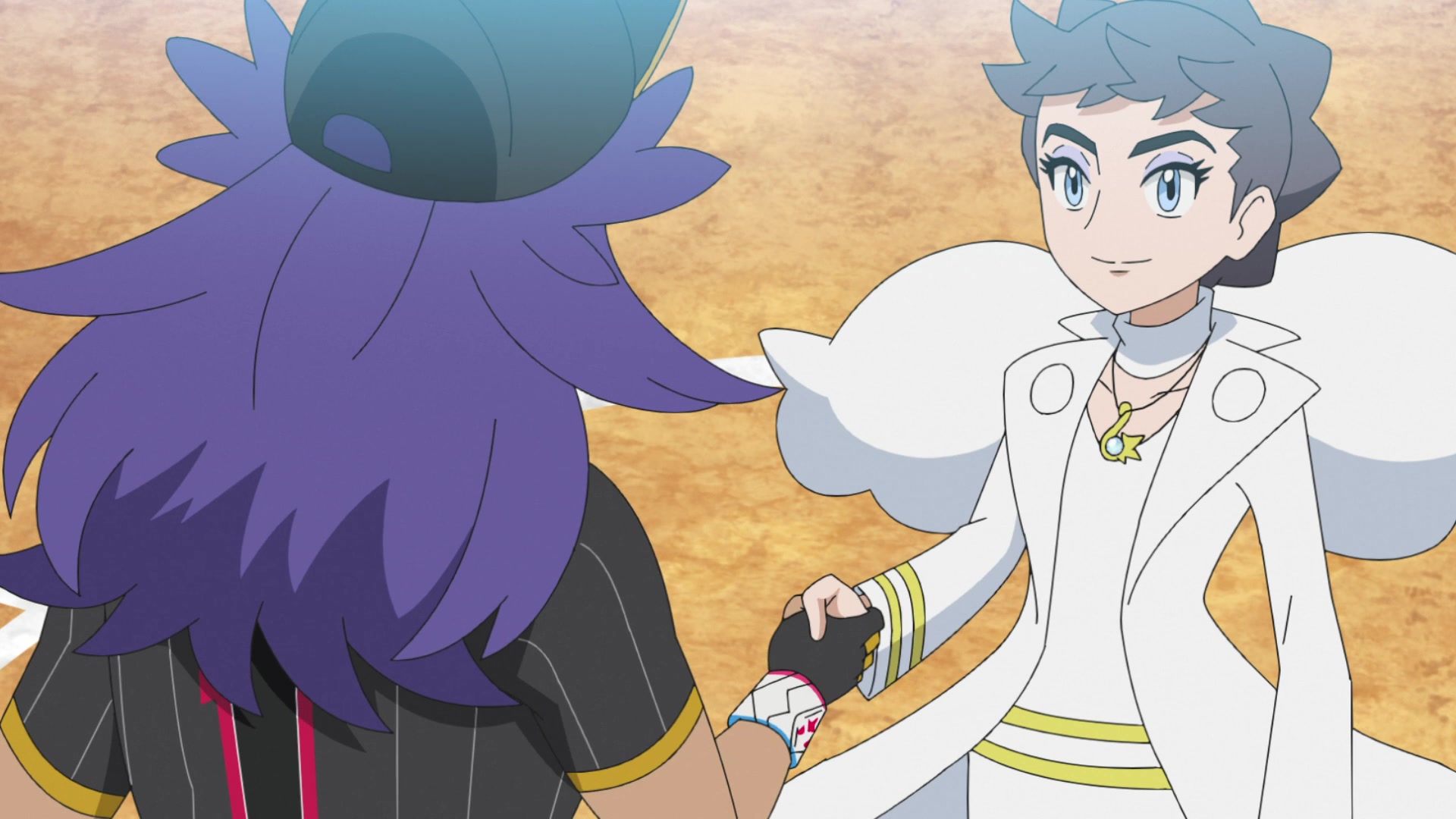 Episodio 122 Viajes Pokémon Dianta y Lionel se dan la mano