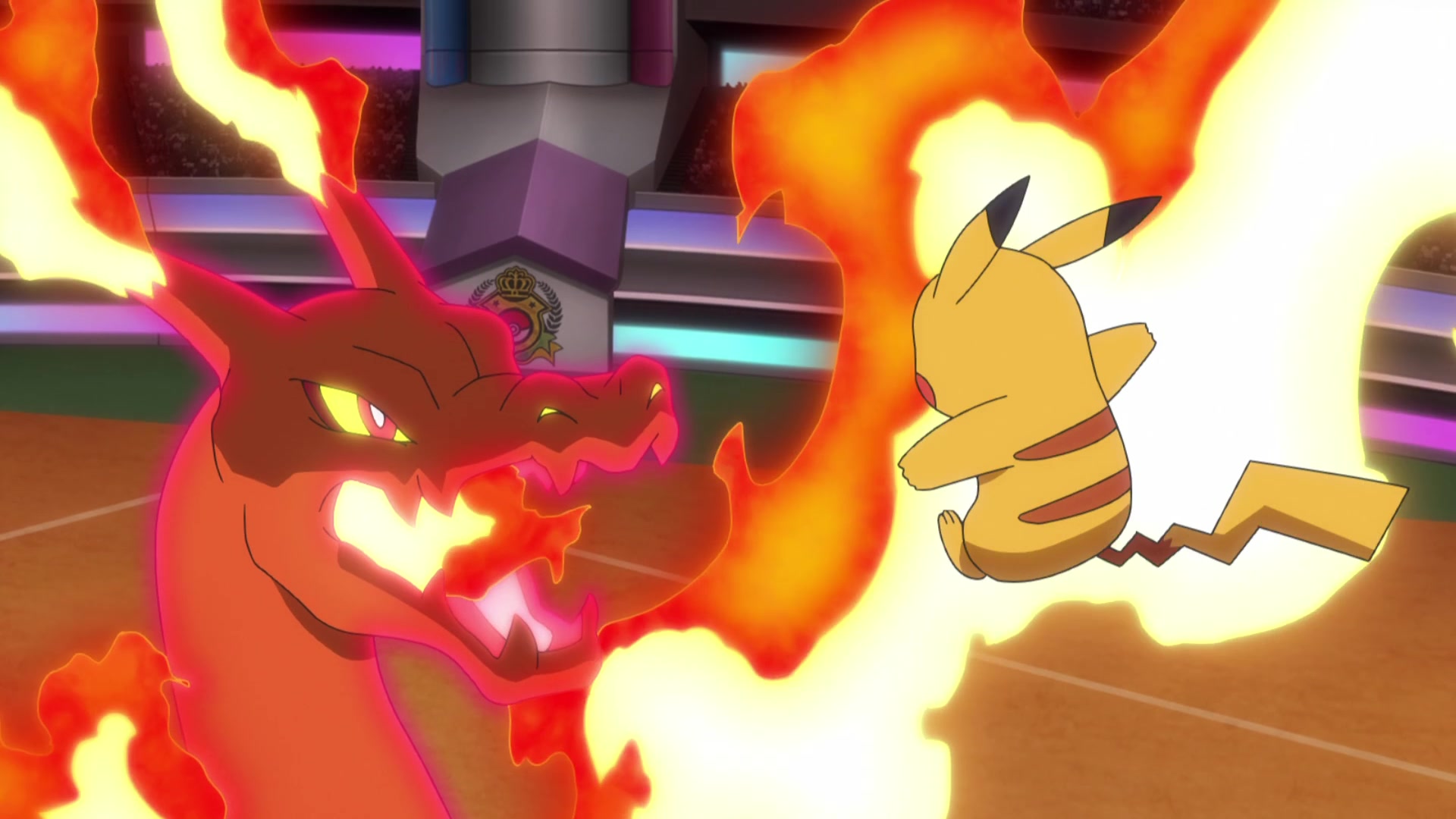 Episodio 131 Viajes Pokémon Charizard Gigamax de Lionel contra Pikachu de Ash