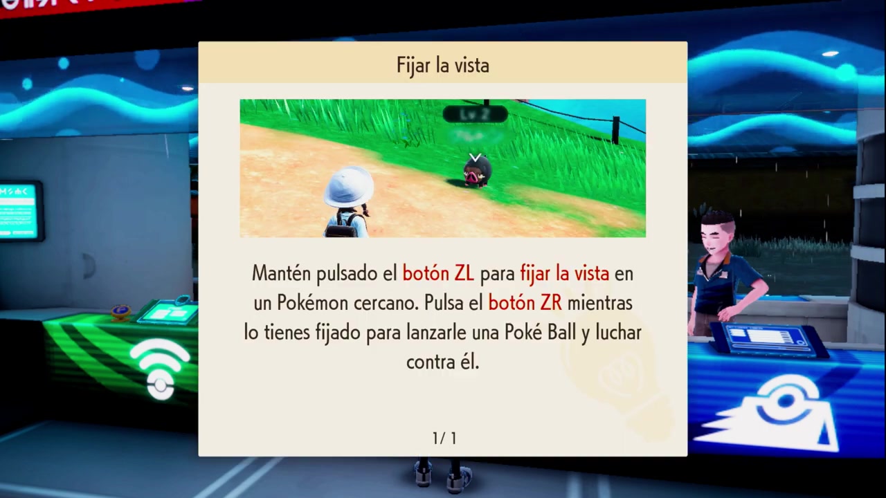 Escarlata y Púrpura (7) Fijar la vista con botón ZL y ZR para lanzarles una Poké Ball y luchar